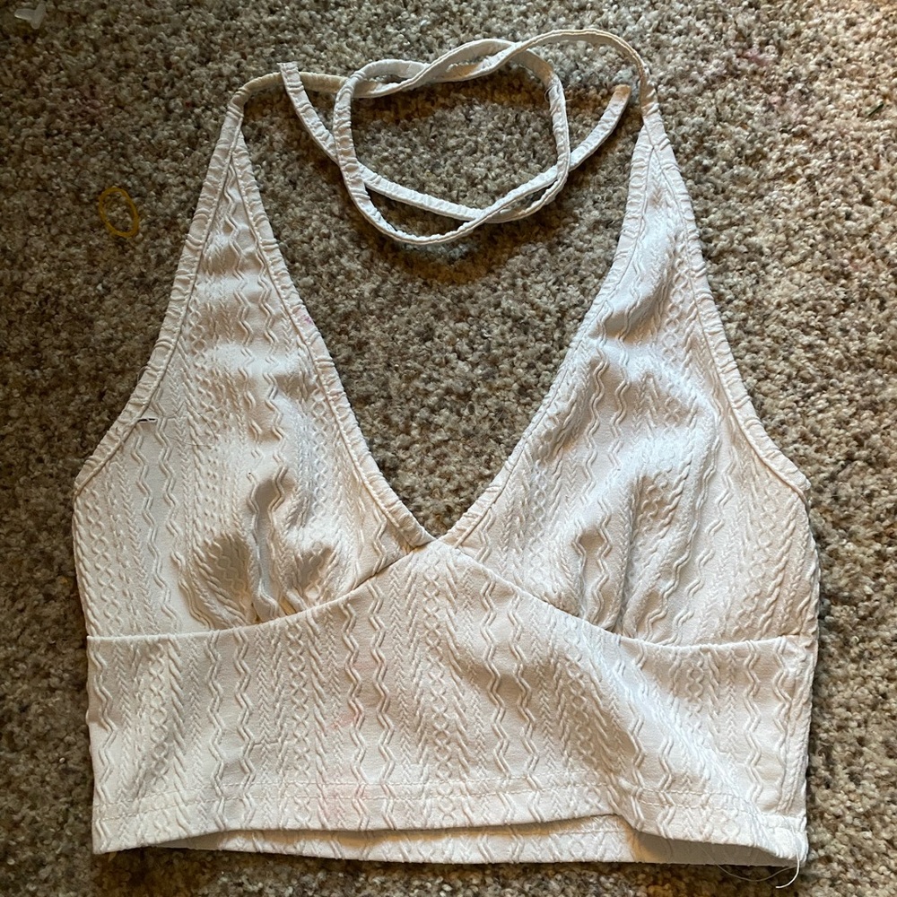 Cream Textured Halter Top